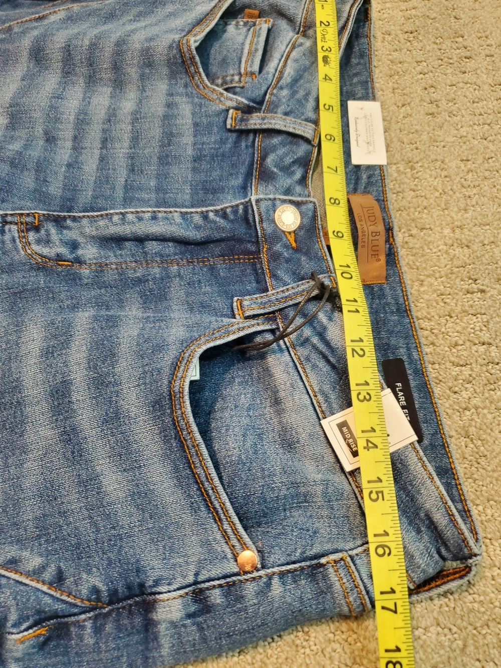 Judy Blue Flare Jeans Mid Rise Double Angle Seam  14W - Picture 7 of 10